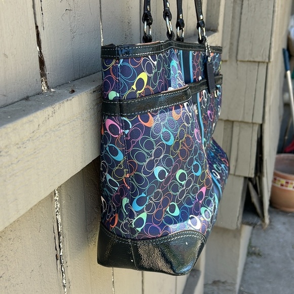 Coach Signature Chelsea Heritage Navy Zip Bag Large Purse in Excellent Condition - Picture 5 of 10